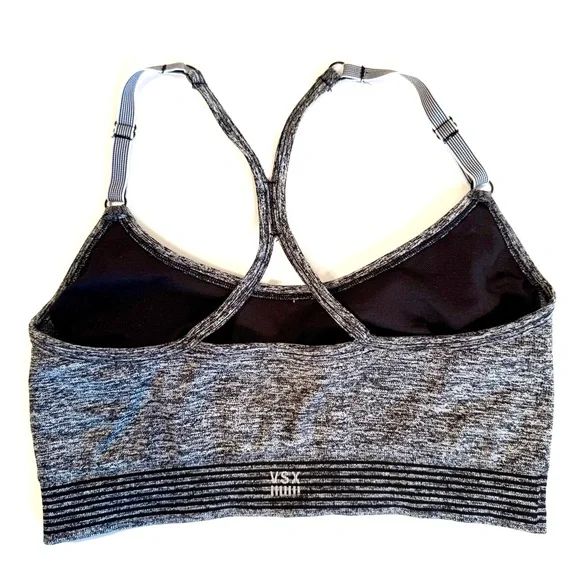 Victoria's Secret VSX Wireless Strappy Racerback Black Heathered Sports Bra - Picture 9 of 10